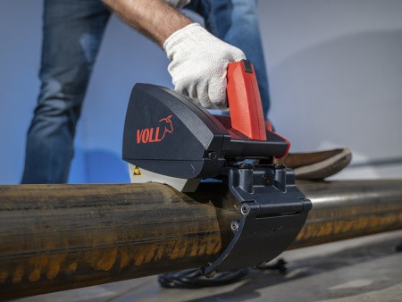 Электрический труборез VOLL V-CUT 400E, применение для резки стальных труб